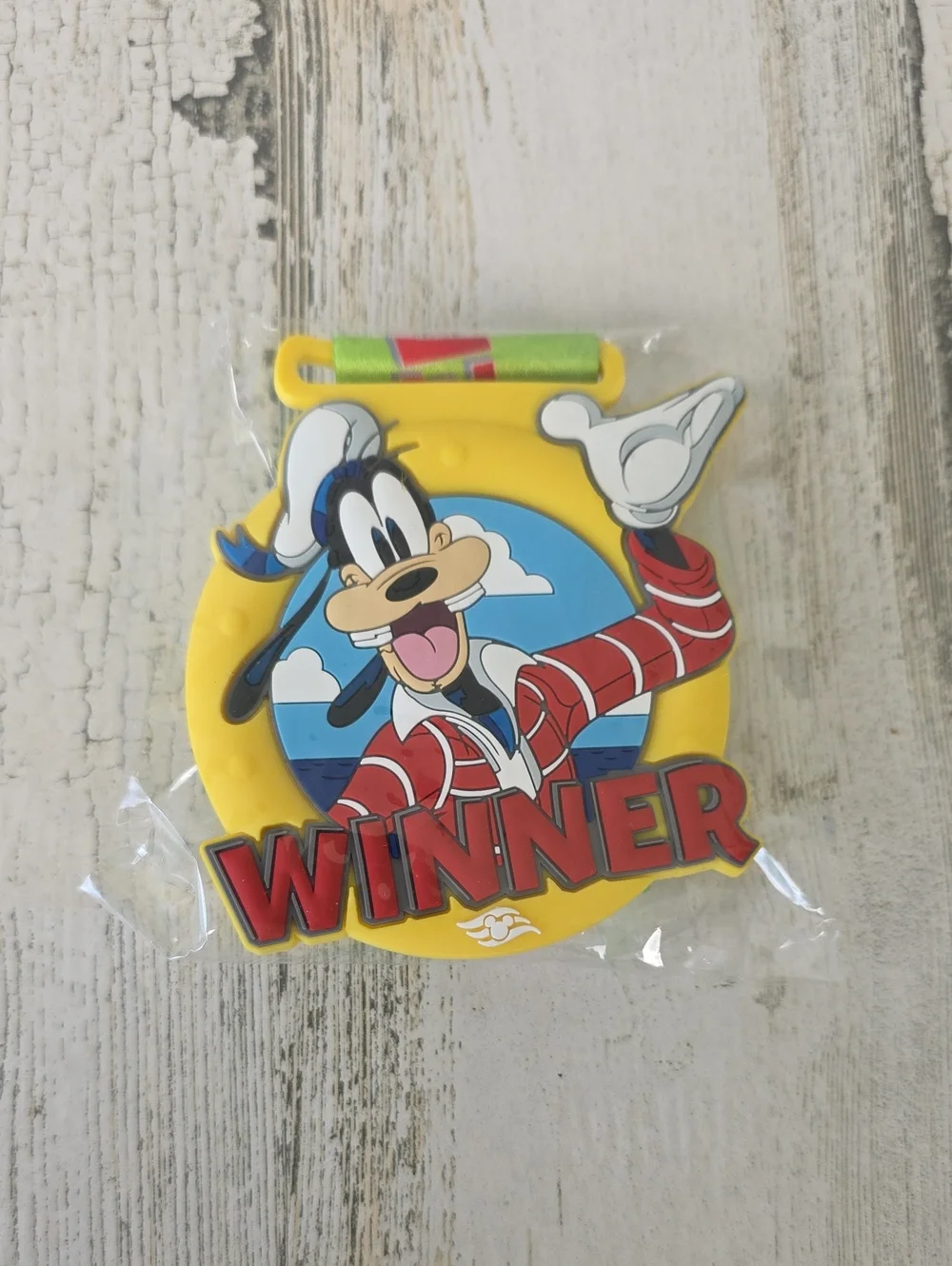 Disney Cruise Line Goofy Winner Rubber Medal Lanyard Green NEW